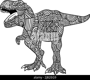 Tyrannosaurus Rex Dinosaurier Mandala Malvorlagen Stock Vektor