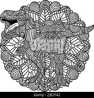 Tyrannosaurus Rex Dinosaurier Mandala Malvorlagen Stock Vektor