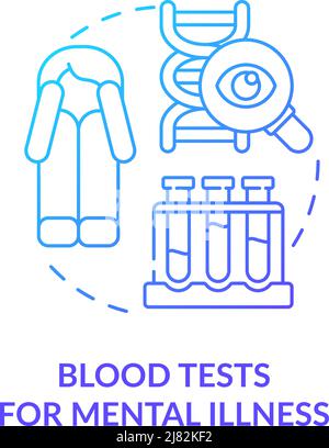Bluttests für psychische Erkrankungen blaues Gradientenkonzept-Symbol Stock Vektor