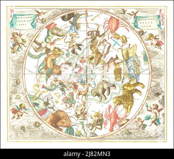 Andreas Cellarius - Himmelskarte - Haemisphaerium Stellatum Boreale Antiquum - 1660 Stockfoto