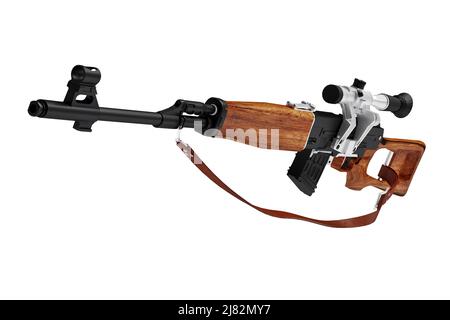 3D Modell eines Scharfschützengewehr isoliert auf weißem Hintergrund Stockfoto