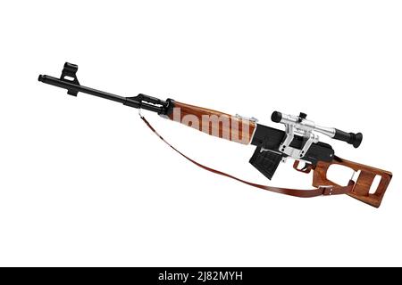 3D Modell eines Scharfschützengewehr isoliert auf weißem Hintergrund Stockfoto