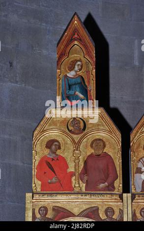 S. Giovanni,S. Paolo e S. Reparata , particolare del polittico - tempera su tavola - Pietro Lorenzetti - 1320 - Arezzo, Italia, chiesa di S. Maria Stockfoto