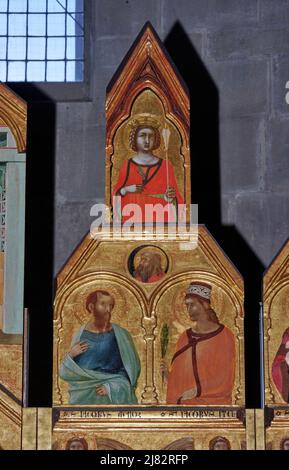 S. Giacomo maggiore, S. Giacomo minore, e S. Antilia , particolare del polittico - tempera su tavola - Pietro Lorenzetti - 1320 - Arezzo, Italia,c Stockfoto