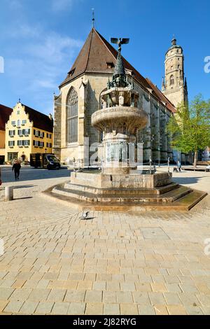 Deutschland Bayern Romantische Straße. Das Zentrum von Nordlingen. St. Georgs Kirche. St. George Church Stockfoto