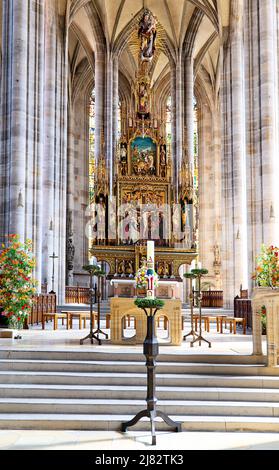 Deutschland Bayern Romantische Straße. Dinkelsbühl. St. George's Minster Stockfoto