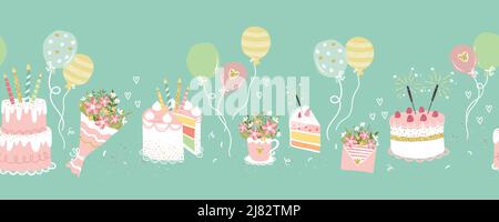 Spaß handgezeichnete Partei nahtlose Hintergrund. Ideal für Geburtstagsfeiern, Textilien, Banner, Tapeten, Verpackung - Vektor-Design Stock Vektor