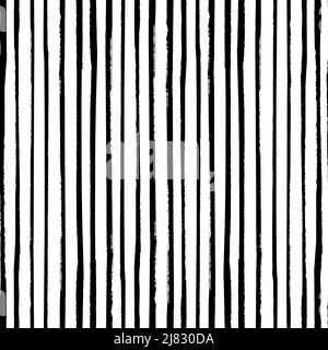 Grunge gestreift Vektor-Muster. Nahtloser Texturhintergrund. Grungy unregelmäßiges Design. Gestrichene Pinselstriche Streifen. Handgezeichnete künstlerische dünne Linien Stock Vektor