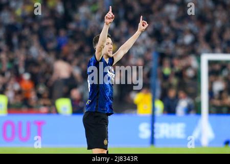 Der kroatische Mittelfeldspieler Ivan Perisic feiert, nachdem er am 11. Mai 2022 beim Coppa Italia-Finale zwischen Juventus und Inter im Olimpico-Stadion in Rom, im Zentrum Italiens, ein Tor erzielt hat. InterÕs Stockfoto