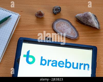 Deutschland. 12.. Mai 2022. Auf diesem Foto Illustration Braeburn Pharmaceuticals, Inc. Logo auf einem Tablet zu sehen. (Bild: © Igor Golovniov/SOPA Images via ZUMA Press Wire) Stockfoto