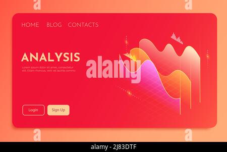 Finanz- oder Datenanalysekonzept. Chart-Trading. Vorlage für Geschäftsanwendungen. Vorlage für Landing-Page. Stock Vektor