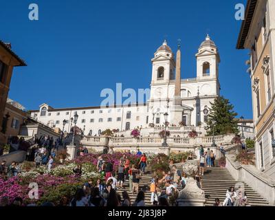 Spanische Treppe, Kirche Trinita dei Monti, Piazza di Spagna, Rom, Latium, Italien Stockfoto