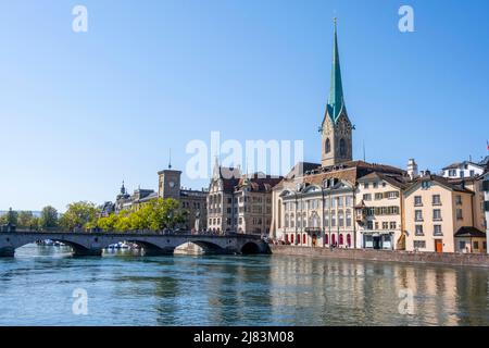 Fraumünster, Limmat, Altstadt von Zürich, Schweiz Stockfoto