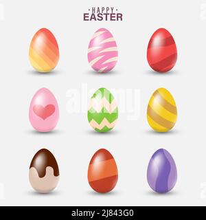 Realistische ostereier. Cartoon-Stil. vektor-Design auf weißem Hintergrund isoliert Stock Vektor