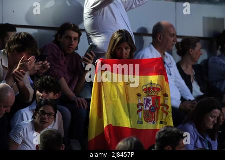 Rom, Italien. 12.. Mai 2022. ROM, ITALIEN - 12.05.2022: RAFAEL NADAL (ESP) spielt gegen SHAPOVALOV (CAN)ALIASSIME (CAN) während ihres Einzelspieles im Internazionali BNL D'Italia am Foro Italico in Rom, Italien, am 12. Mai 2022. Kredit: Unabhängige Fotoagentur/Alamy Live Nachrichten Stockfoto