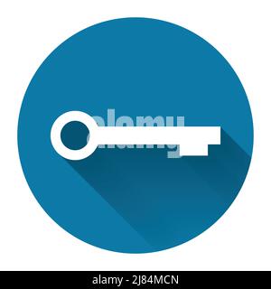 Schlüsselsymbol mit langem Schatten. Flaches Design Stil Key Silhouette.Simple Design style.Vektor-Illustration Stock Vektor