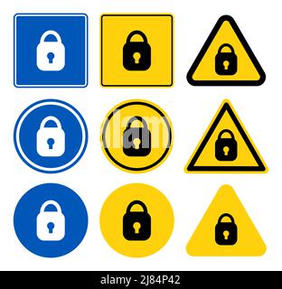 Flaches Design-Stil.Vorhängeschloss-Symbol flach im Kreis schön.Vektor-Illustration Stock Vektor