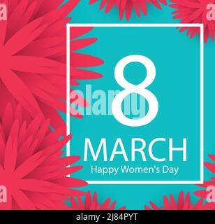 8 März Urlaub Hintergrund mit Papier geschnitten Rahmen Blumen. Alles gute zum Muttertag. Trendige Design-Vorlage, Vektor-Illustration Stock Vektor