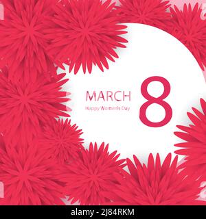 8 März Urlaub Hintergrund mit Papier geschnitten Rahmen Blumen. Alles gute zum Muttertag. Vorlage Für Trendiges Design. Vektorgrafik. Stock Vektor