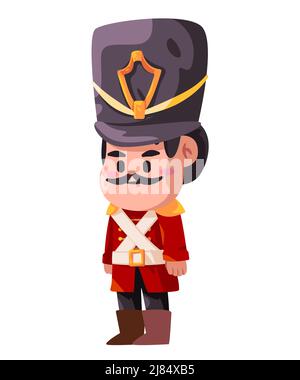 Wache Kostüm großbritannien Königreich traditionelle Uniform in roten Nussknacker Soldaten Spielzeug stehende Illustration Stock Vektor