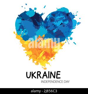 Herz grunge mit Ukraine Flagge. Unabhängigkeitsschild. Herz-Ikone mit Farben der ukrainischen Flagge. Ukraine herat Konzept. Vektorgrafik Stock Vektor