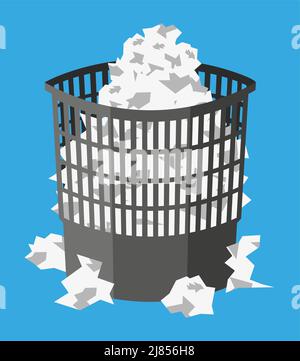 Mülleimer mit Müll rund um Comic-doodle Stock-Vektorgrafik - Alamy
