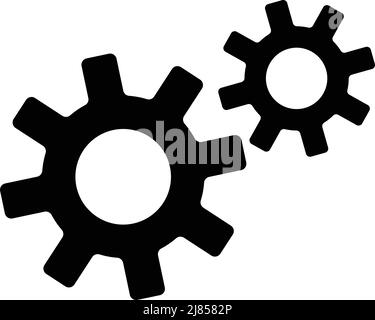 Symbol für schwarze Zahnradsilhouette. Bearbeitbarer Vektor. Stock Vektor