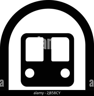 Silhouette Ikone eines Tunnels und eines Zuges. Bearbeitbarer Vektor. Stock Vektor