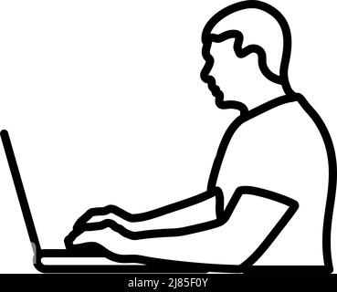 Symbol „Writer At The Work“. Auffälliges Design mit bearbeitbarer Konturbreite. Vektorgrafik. Stock Vektor