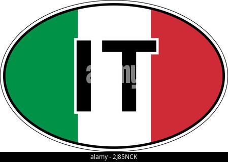 Italien, italienische IT-Flaggenetikett Aufkleber Auto, internationales Nummernschild Stock Vektor
