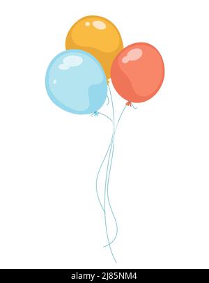 Ballons in verschiedenen Farben. Festliches Attribut im Cartoon-Stil. Stock Vektor