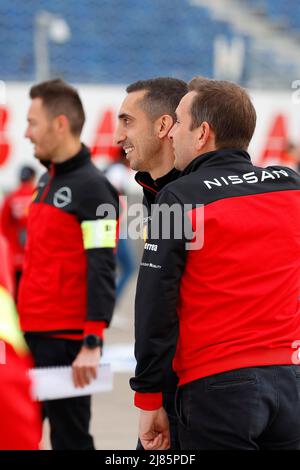 Berlin, Deutschland. 13.. Mai 2022. Berlin, Deutschland, 13/05/2022, BUEMI Sébastien (SWI), Nissan e.Dams, Nissan IM03, Portrait während des Berlin ePrix 2022, 5. Treffen der ABB FIA Formel E Weltmeisterschaft 2021-22, auf dem Tempelhof Airport Street Circuit vom 13. Bis 15. Mai in Berlin - Foto Frédéric Le Floch / DPPI Credit: DPPI Media/Alamy Live News Stockfoto