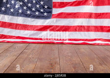 Vollformat-Hintergrund aus Nylon genäht und bestickt US-Nationalflagge Stockfoto
