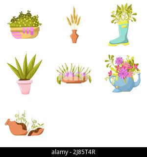 Heimpflanze im Topf. Wohnkultur-Element. Stock Vektor