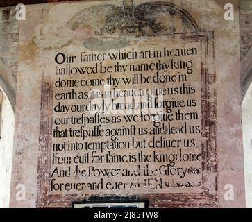 Lords Prayer Inschrift in St Marys Church Pembridge Leominster Herefordshire Stockfoto