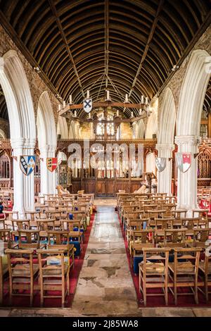 Die mittelalterliche Kirche von Cockington Court in Devon. Stockfoto