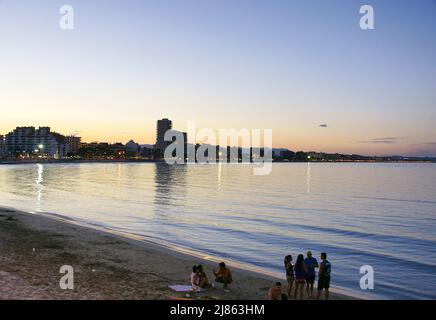 Sonnenuntergang in Peñiscola, Castellón, Valencia, Spanien, Europa Stockfoto