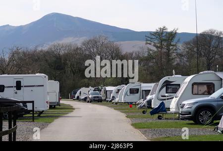 Keswick Camping und Caravanning Club Campingplatz Lake District Stockfoto