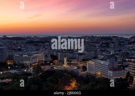 Panoramablick auf die Skyline von Lissabon, Portugal Stockfoto