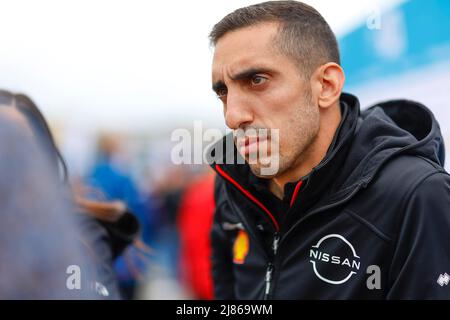 Berlin, Deutschland. 13.. Mai 2022. Berlin, Deutschland, 13/05/2022, BUEMI Sébastien (SWI), Nissan e.Dams, Nissan IM03, Portrait, während des Berlin ePrix 2022, 5. Treffen der ABB FIA Formel-E-Weltmeisterschaft 2021-22, auf dem Tempelhof Airport Street Circuit vom 13. Bis 15. Mai in Berlin - Foto Frédéric Le Floch / DPPI Credit: DPPI Media/Alamy Live News Stockfoto