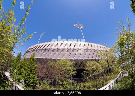 Eine Fischaugenansicht des Grandstand Stadium im USTA Billie jean King National Tennis Center im Flushing Meadows Corona Park in Queens, New York City. Stockfoto