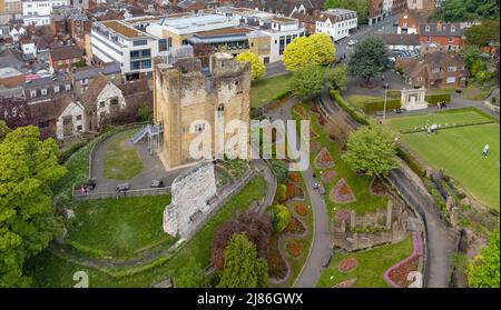 Luftaufnahme von Guilford Castle, Surrey, England Stockfoto