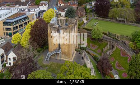 Luftaufnahme von Guilford Castle, Surrey, England Stockfoto