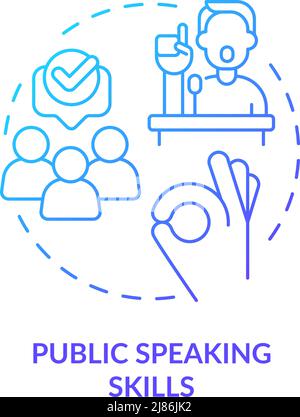 Symbol für das Konzept „Public Speaking Skills Blue Gradient“ Stock Vektor