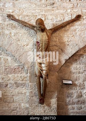 Crocifisso - legno intagliato e dipinto - scultore umbro toscano tra il XIV e XV secolo - Gubbio (Pg),Italia, Museo Diocesano Stockfoto