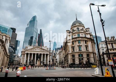 Bank, London, während der Covid-19-Pandemie im Februar 2021 leer Stockfoto