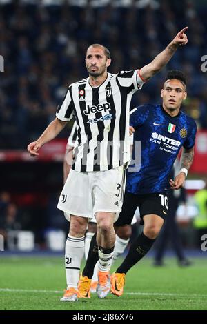 Giorgio Chiellini von Juventus Gesten während des italienischen Pokals, des Finalspiels zwischen dem FC Juventus und dem FC Internazionale am 11. Mai 2022 im Stadio Olimpico in Rom, Italien - Foto: Federico Proietti/DPPI/LiveMedia Stockfoto