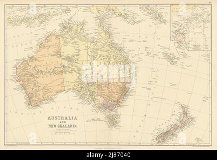 AUSTRALASIEN. Australien, Neuseeland. Einsatz Torres Strait Detail. BLACKIE 1886-Karte Stockfoto