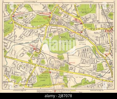 NW LONDON. Northolt Perivale Greenford Sudbury Heights Wood End 1948 alte Karte Stockfoto