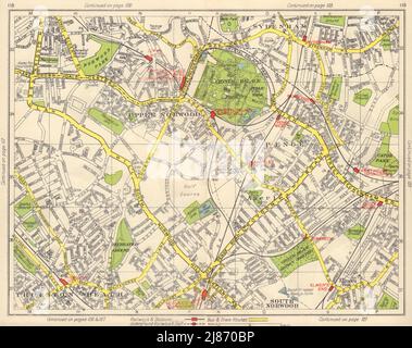 S LONDON. Upper/South Norwood Sydenham Thornton Heath Anerley Penge 1948 Karte Stockfoto